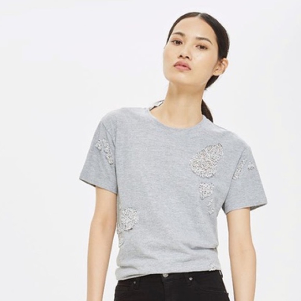 TOPSHOP BOXY SEQUIN TEE SZ M